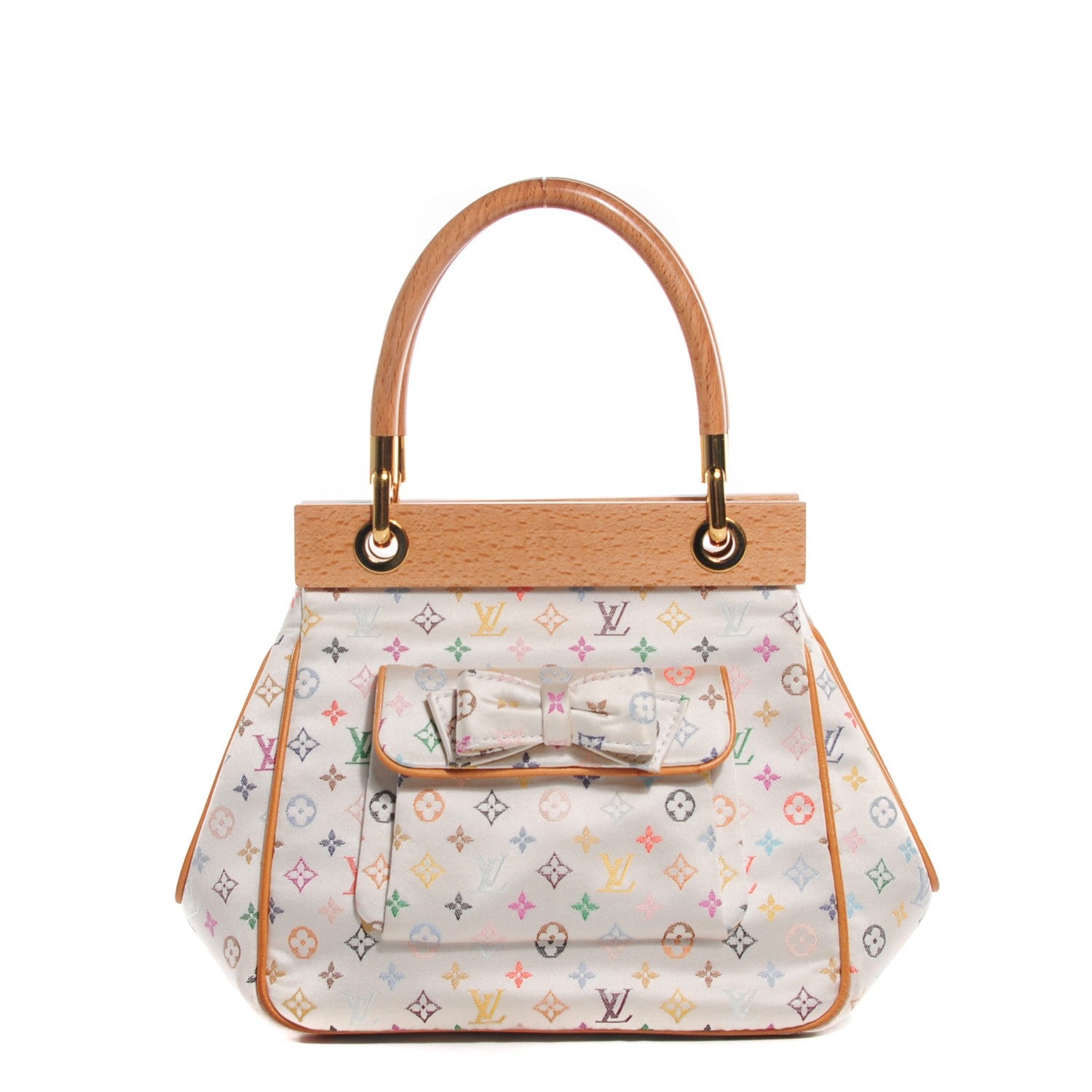 Louis Vuitton Silk Satin Monogram Multicolor Abelia White 1 of 7