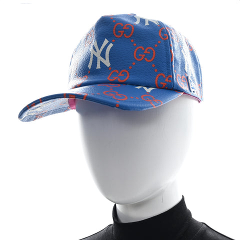 X MLB Calfskin Stampato 3D GG Monogram NY Yankees Baseball Hat M Blue