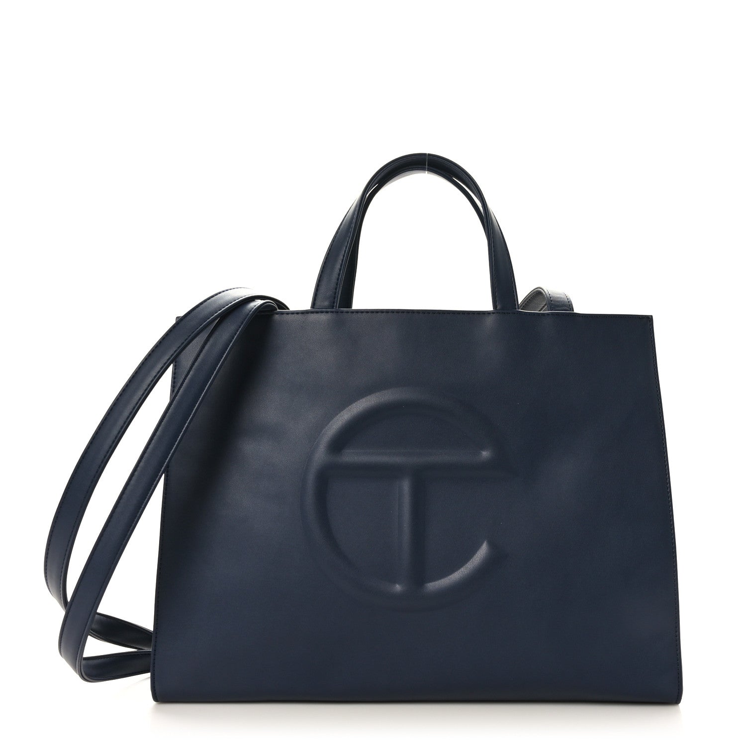 Telfar Vegan Leather Medium Shopping Bag Navy 1 of 8