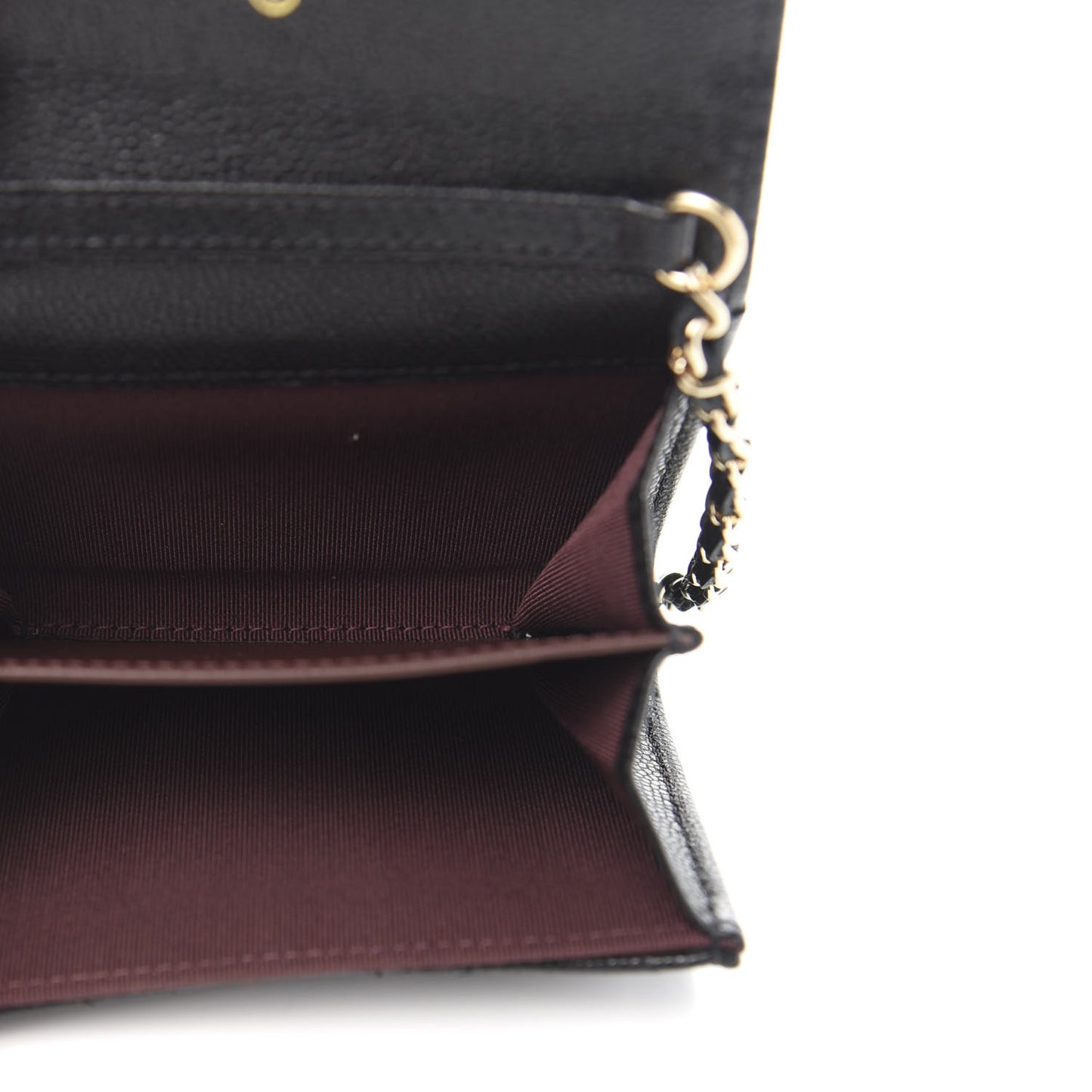 Caviar Quilted Flap Card Holder On Chain Black