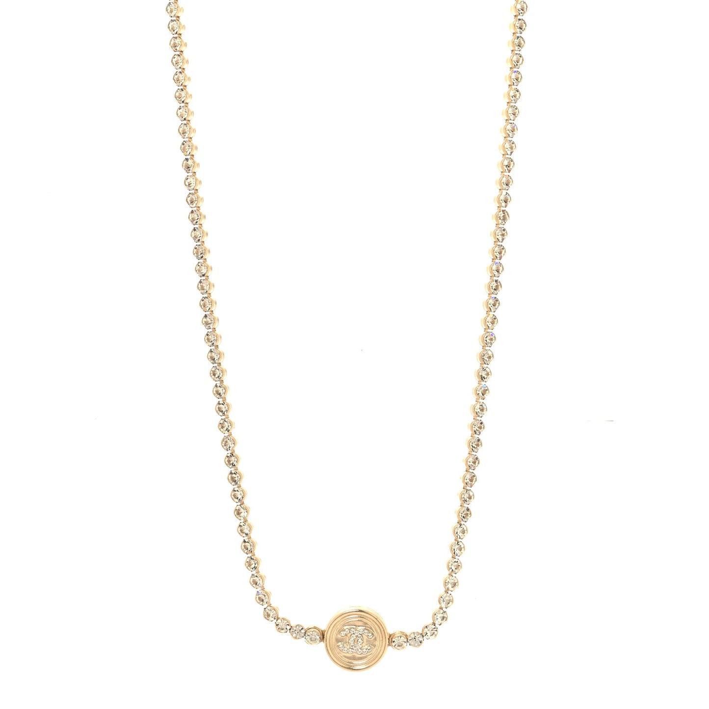 Crystal CC Chain Short Necklace Gold