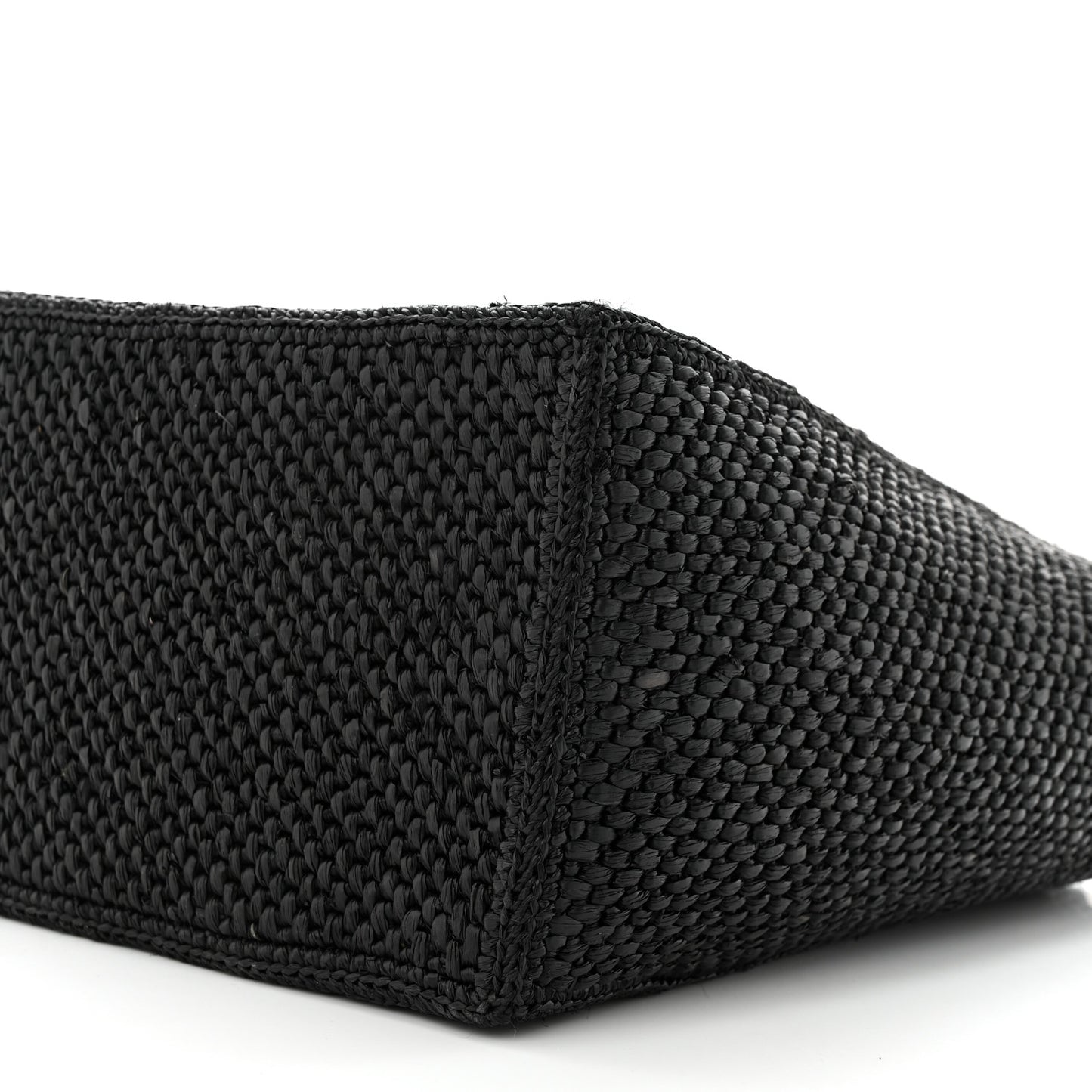 Raffia Medium Paula's Ibiza Logo Tote Black White