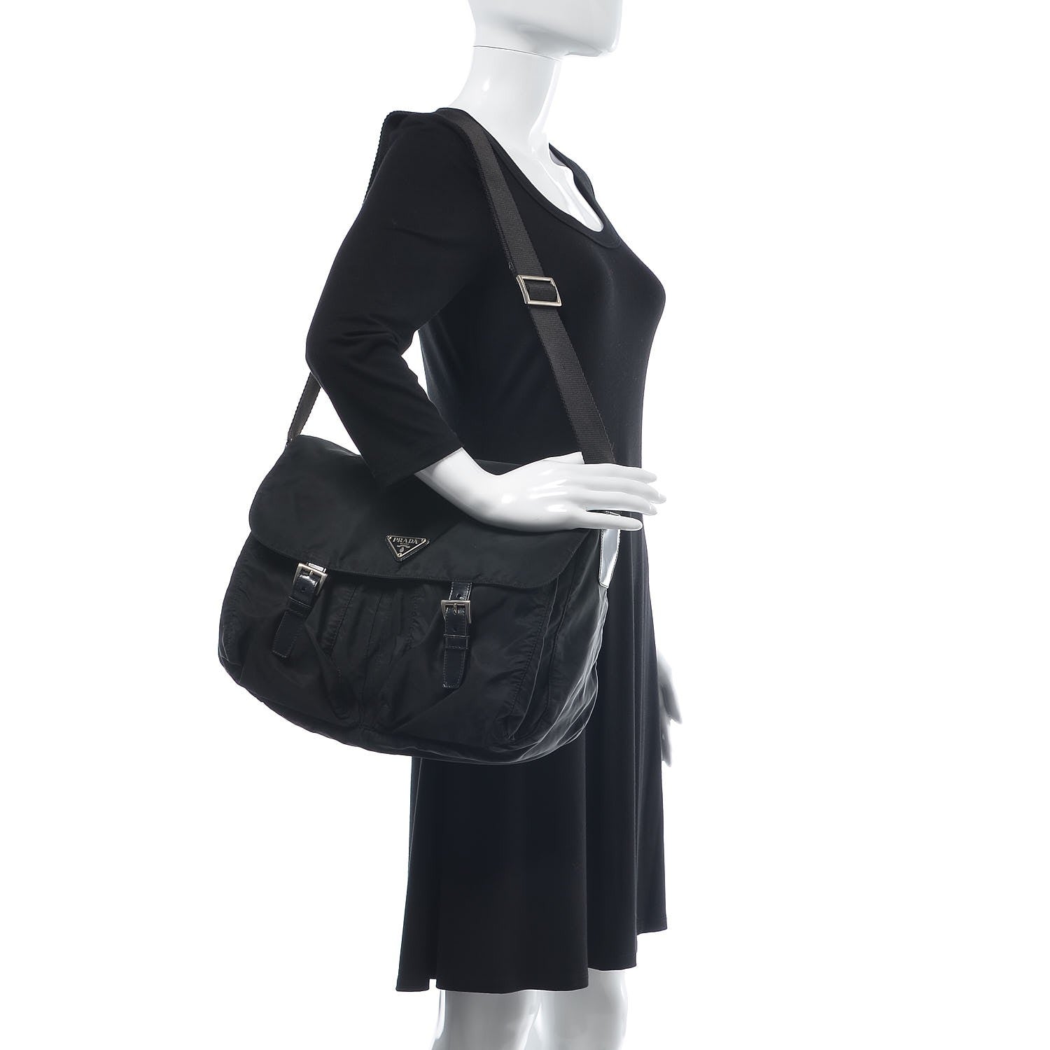 Prada Tessuto Nylon Messenger Bag Black 2 of 8