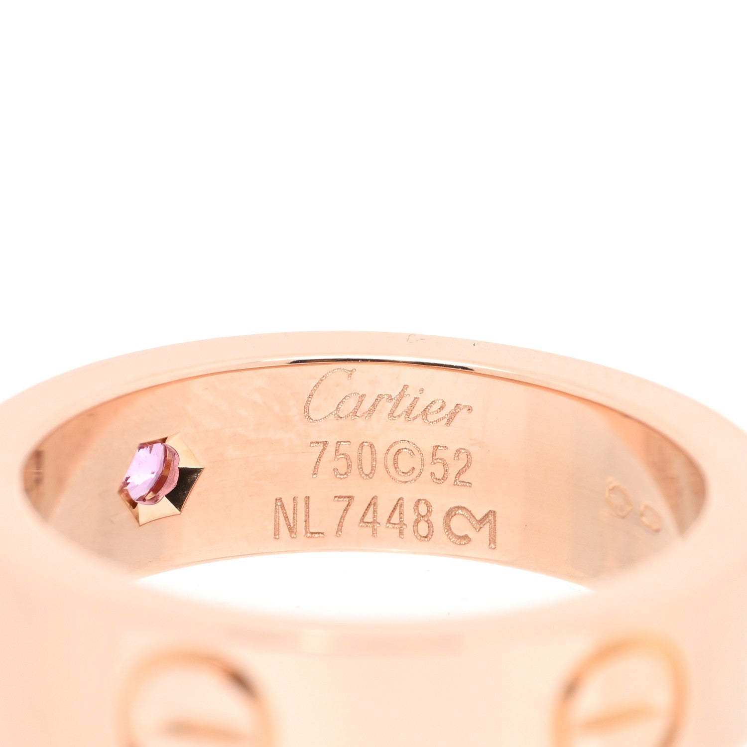 Cartier 18K Pink Gold Pink Sapphire 5.5mm LOVE Ring 52 6 4 of 5