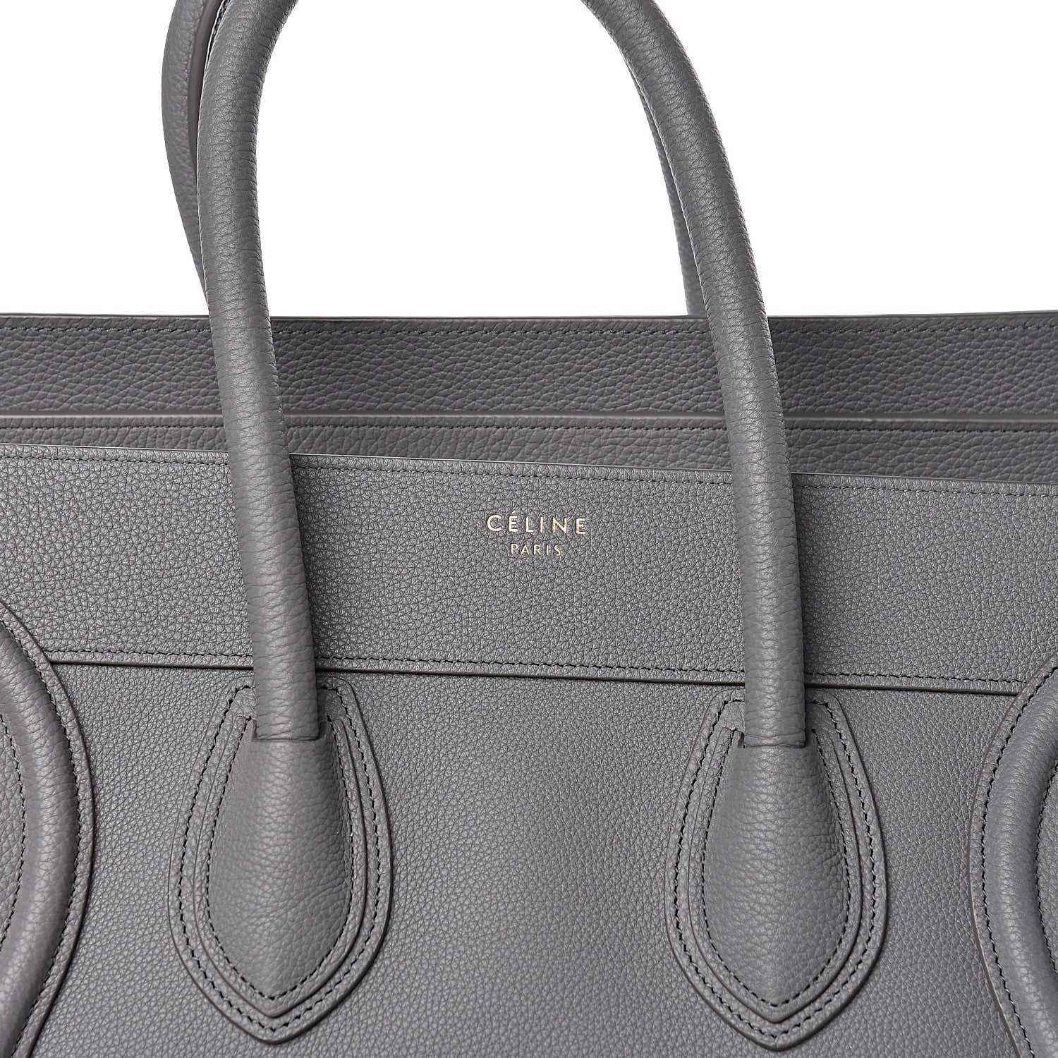 Celine Drummed Calfskin Mini Luggage Kohl 9 of 9