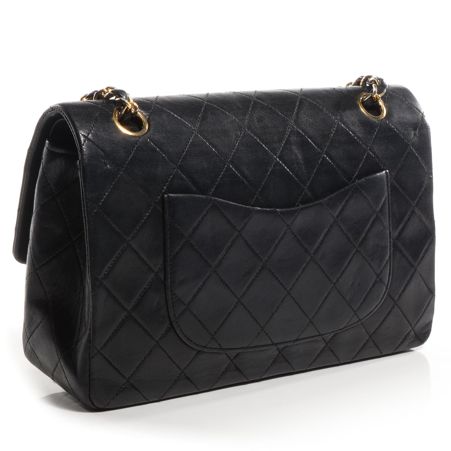 Lambskin Medium Double Flap Black