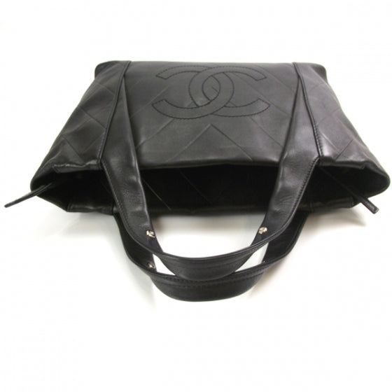 Chanel Lambskin CC Chevron Handbag Black 6 of 11