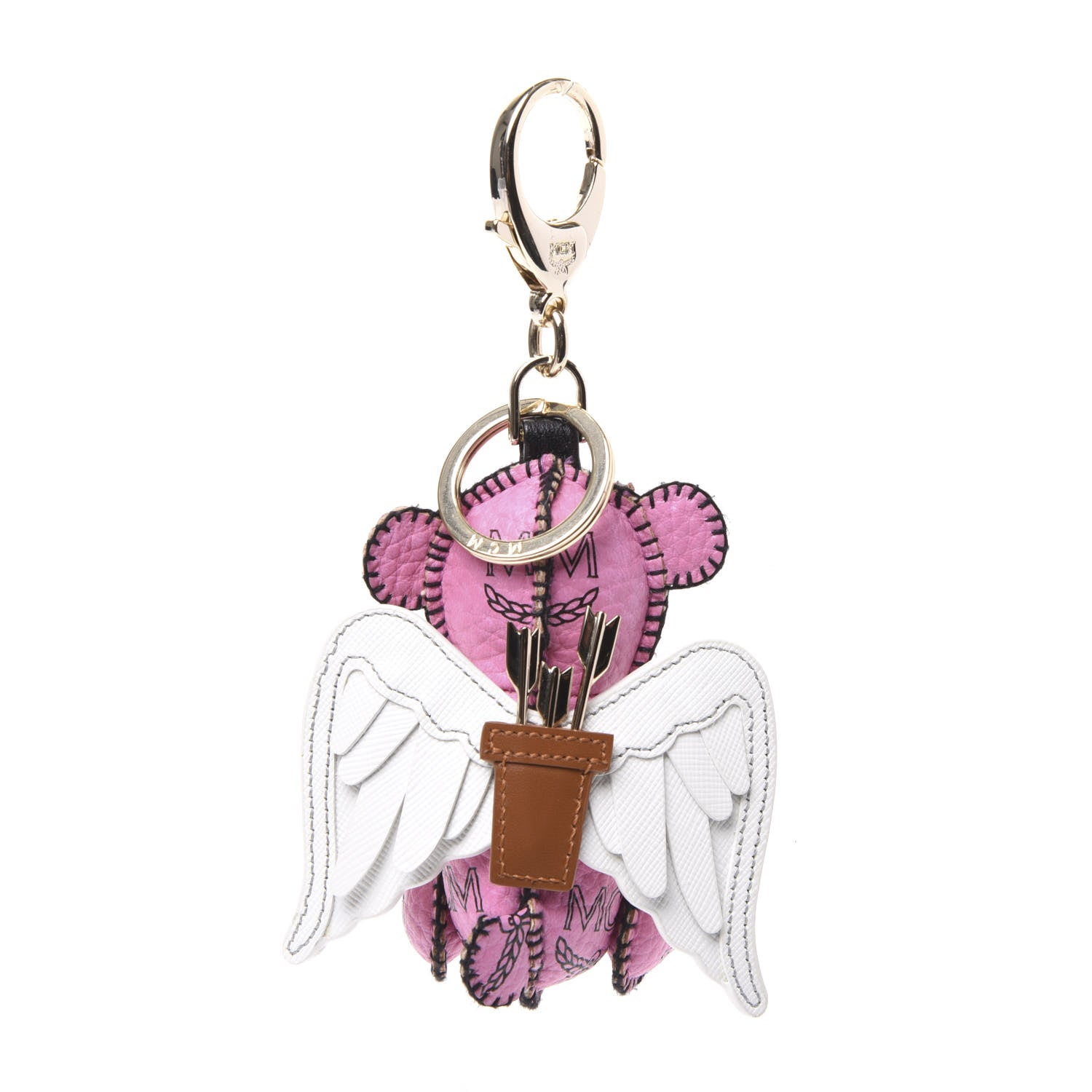 MCM Visetos Angel Bear Key Ring Bag Charm Pink 2 of 4