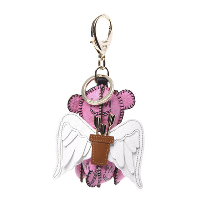 MCM Visetos Angel Bear Key Ring Bag Charm Pink 2 of 4