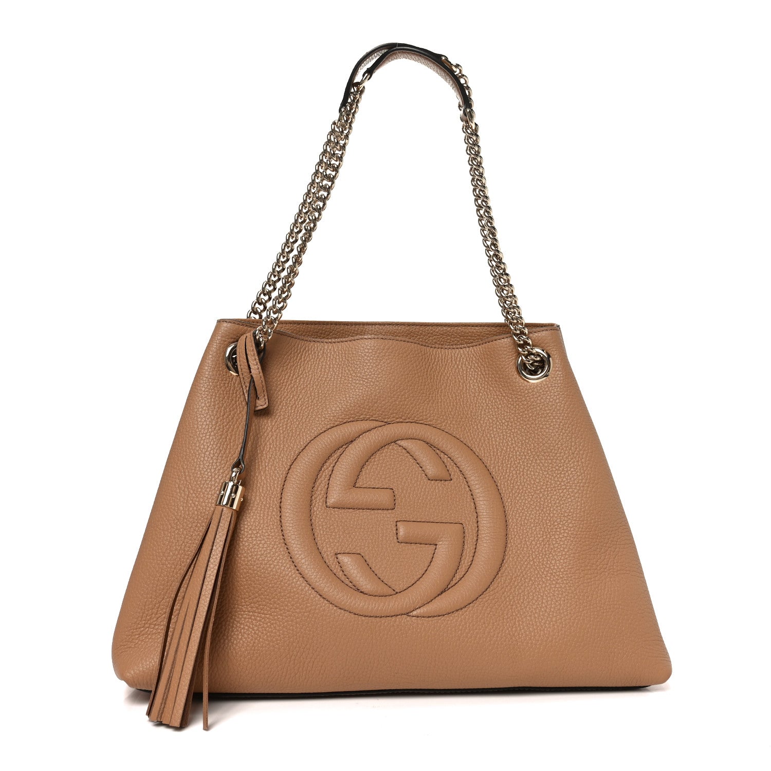 Gucci Pebbled Calfskin Medium Soho Chain Shoulder Bag Camelia 1 of 10