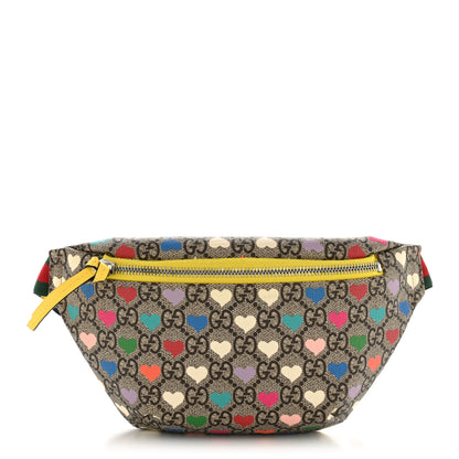 Gucci Soft GG Supreme Monogram Hearts Web Childrens Belt Bag Beige Ebony Multicolor Freesia 1 of 12