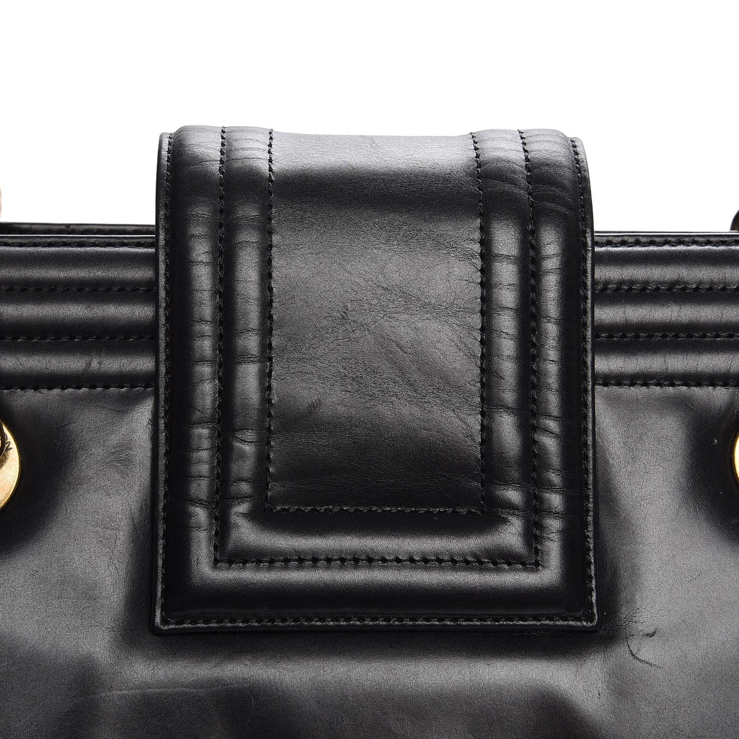 Glazed Calfskin Boy Tote Black