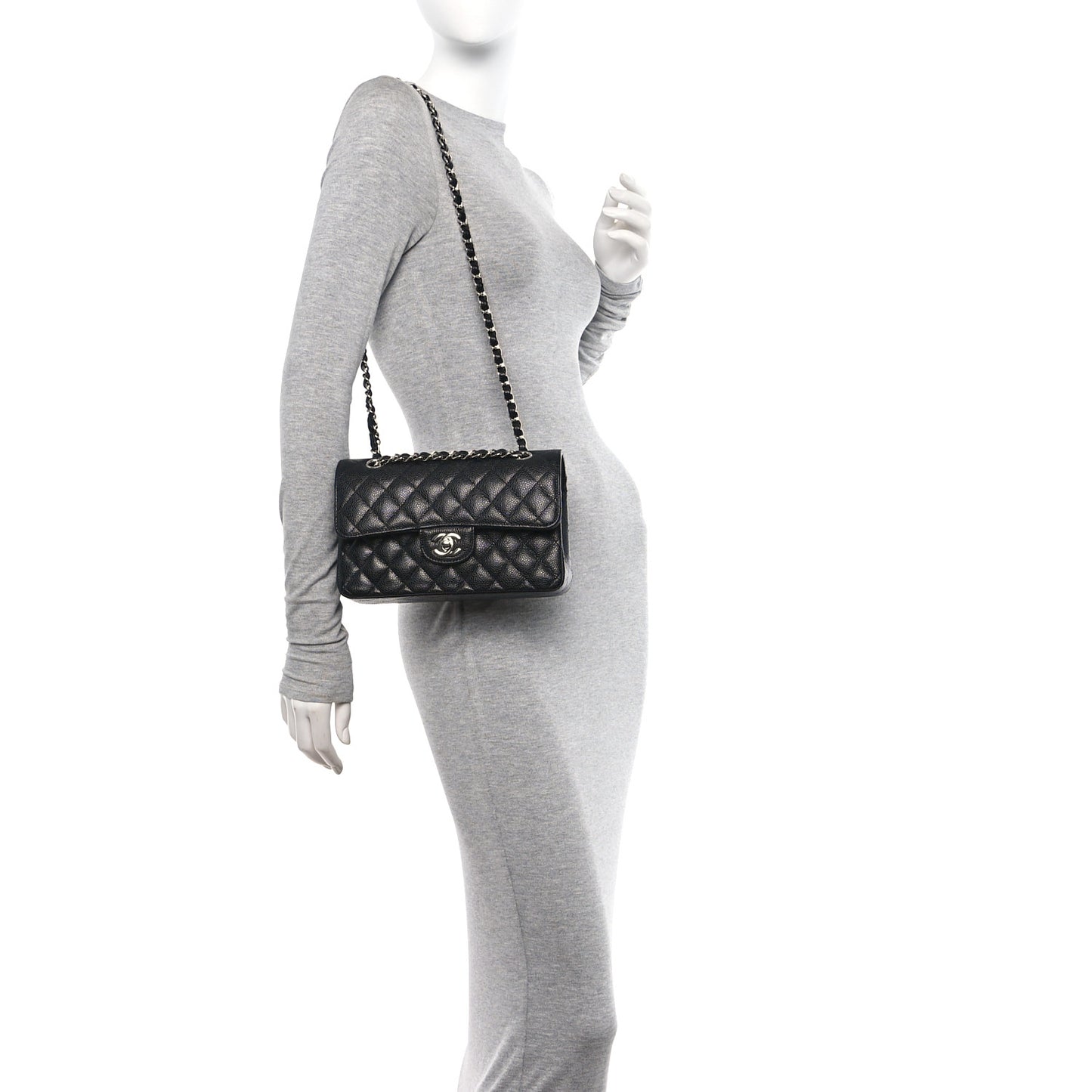 Caviar Quilted CC Box Flap Black