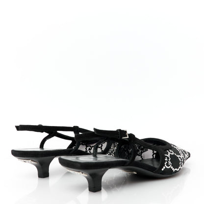 Gucci Tela Retino Kid Scamosciato Crystal GG Monogram Square G 35mm Slingback Pumps 35 Black 4 of 9