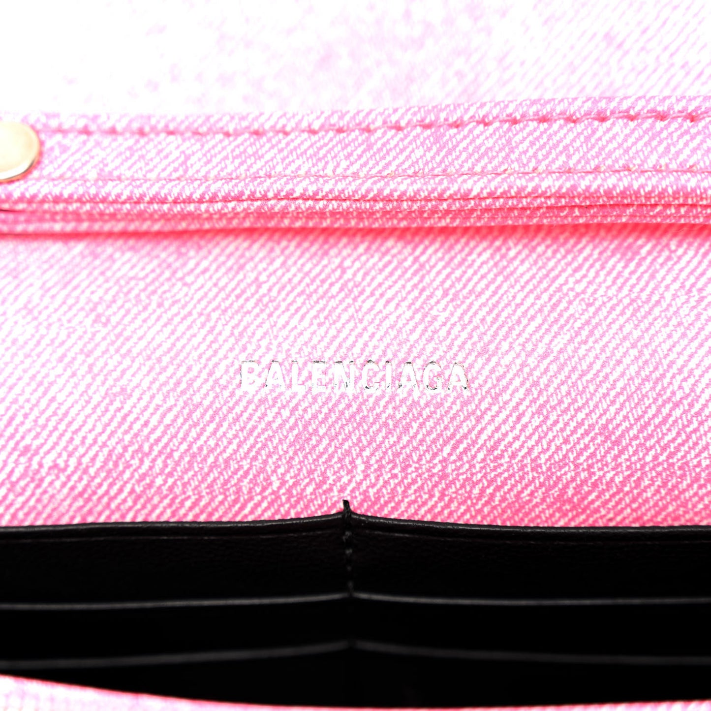 Nappa Denim Printed Hourglass Chain Bag Denim Pink