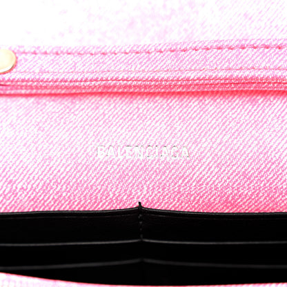 Balenciaga Nappa Denim Printed Hourglass Chain Bag Denim Pink 6 of 9