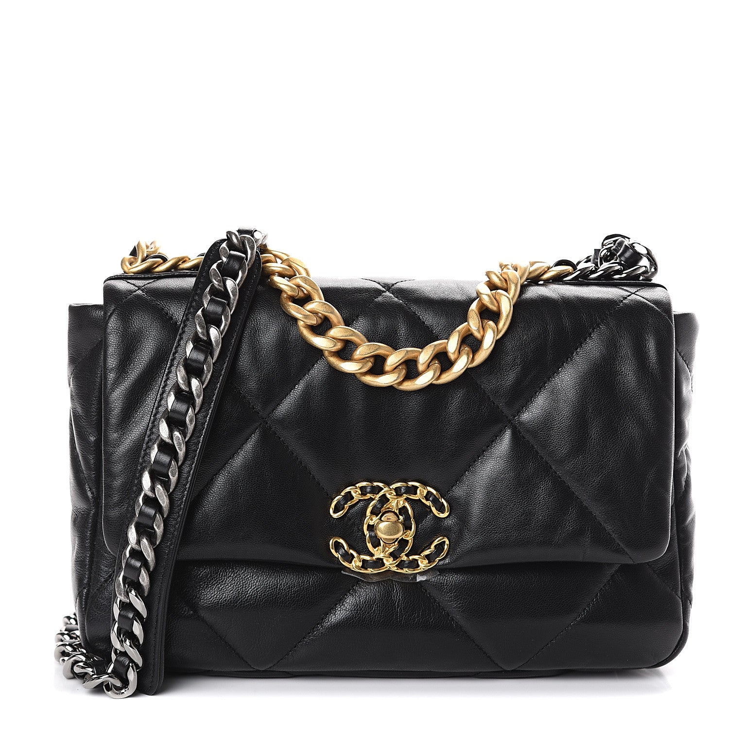 Chanel Goatskin Quilted Medium 19 Flap Black 1 of 9