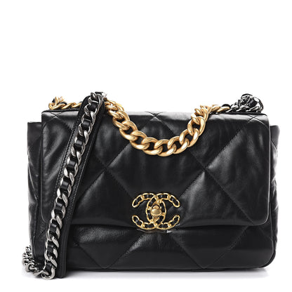 Chanel Goatskin Quilted Medium 19 Flap Black 1 of 9