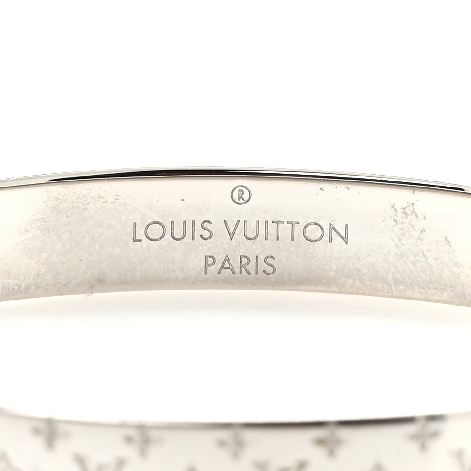 Louis Vuitton Brass Palladium Plated Nanogram Cuff S Silver 4 of 6