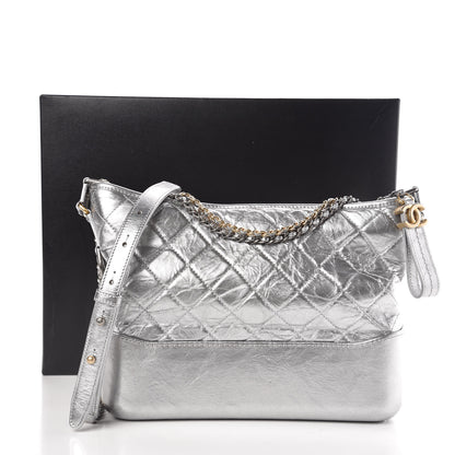 Chanel Metallic Lambskin Calfskin Quilted Medium Gabrielle Hobo Silver 11 of 11
