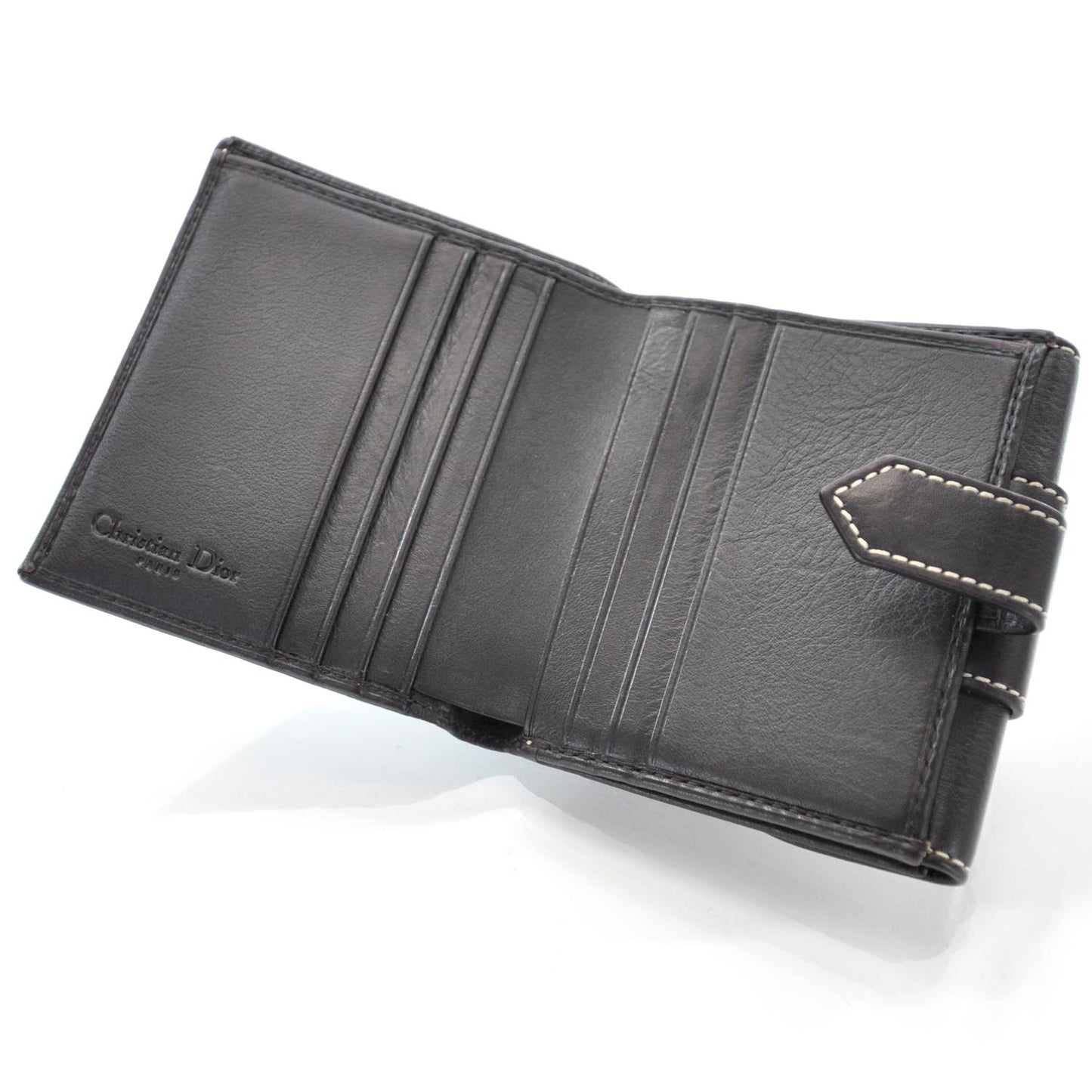 Leather Saint Germain Compact Wallet Brown
