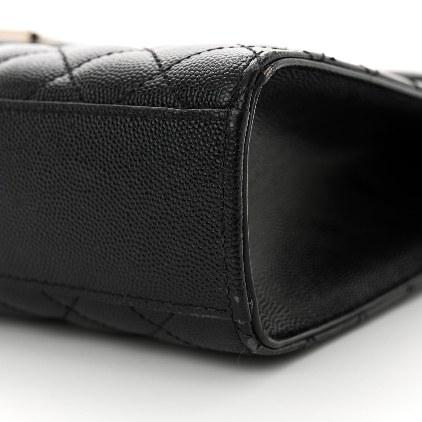 Grain De Poudre Textured Mixed Matelasse Large Triquilt Monogram Satchel Black