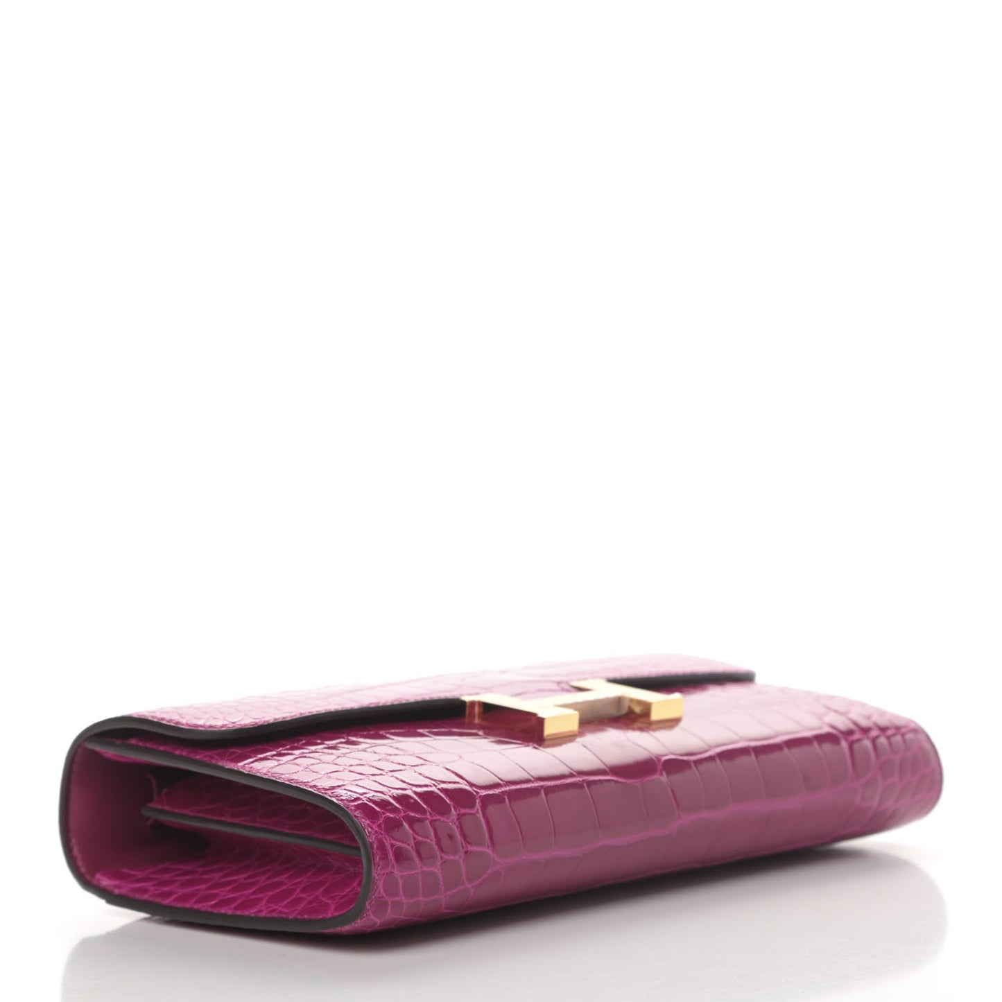 Shiny Alligator Constance Long Wallet To Go Rose Pourpre