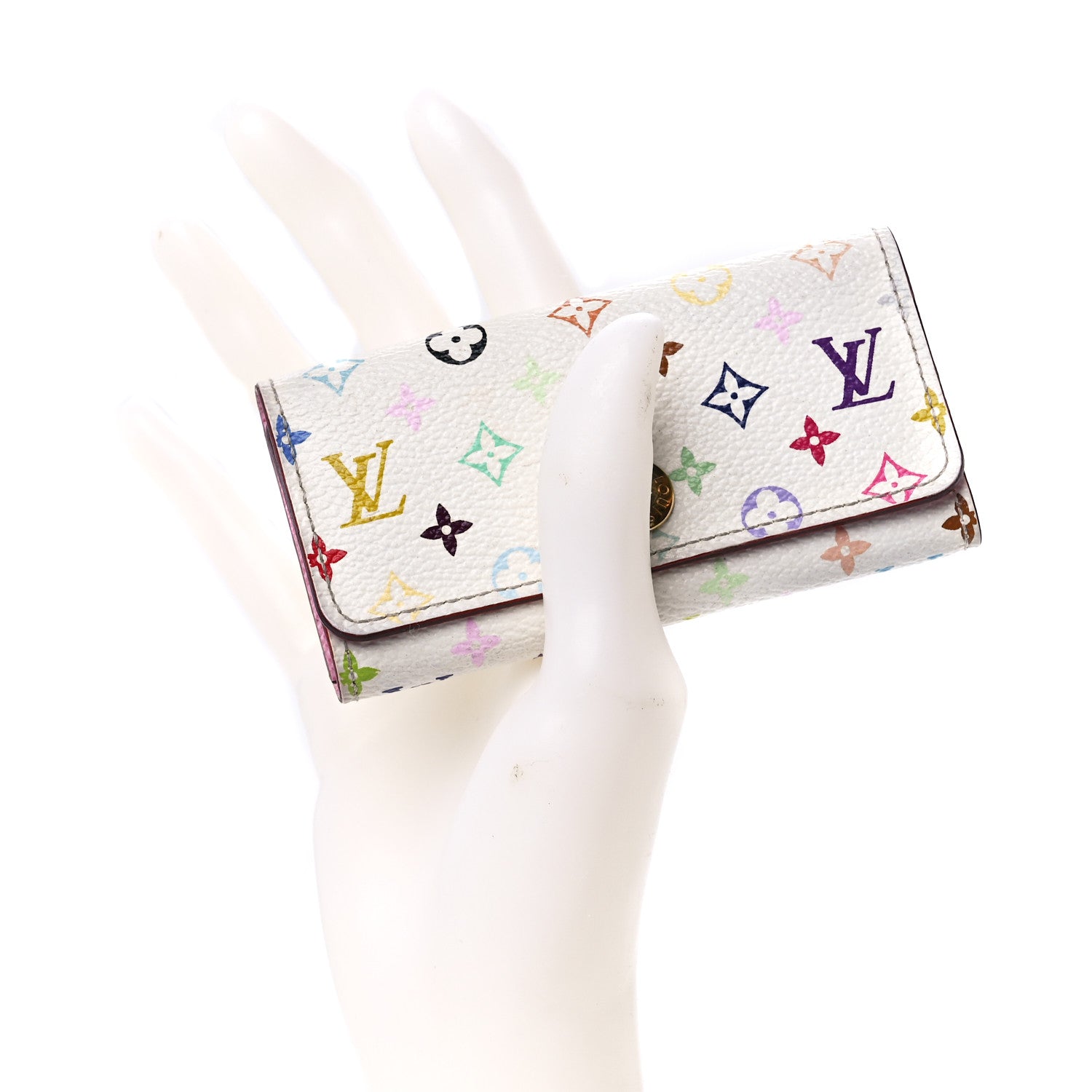 Louis Vuitton Monogram Multicolor Multicles 4 Key Holder White Litchi 2 of 13