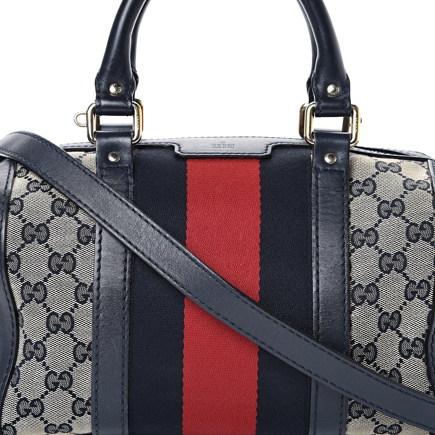 Gucci Monogram Vintage Web Small Boston Navy 7 of 19