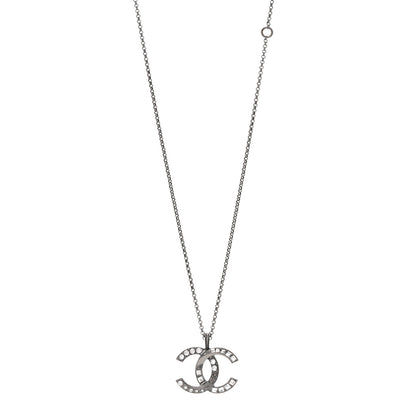 Chanel Baguette Crystal Large CC Necklace Silver 1 of 3
