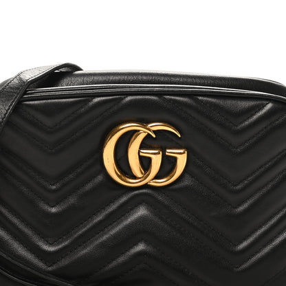 Gucci Calfskin Matelasse Small GG Marmont Chain Shoulder Bag Black 7 of 9