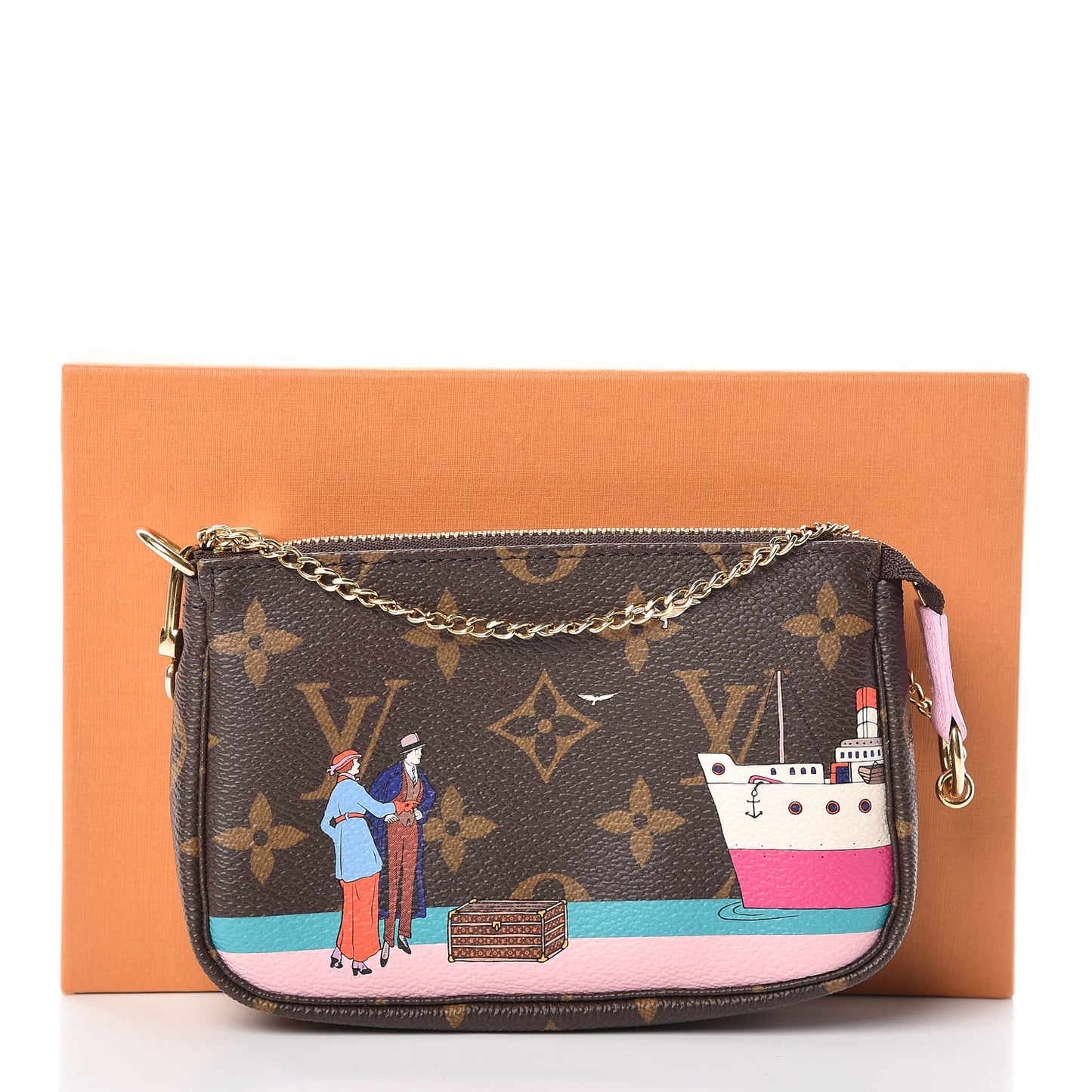 Monogram 2016 Christmas Animation Mini Pochette Accessories Rose Ballerine