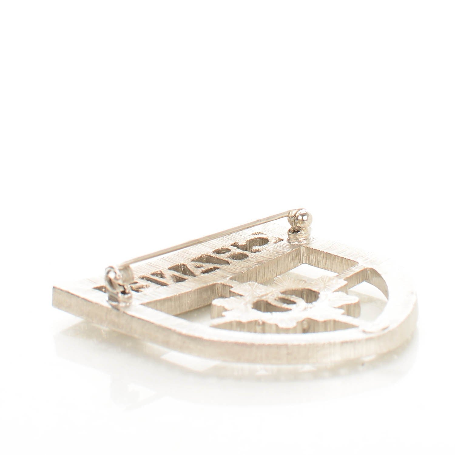 Chanel Swarovski Baguette Crystal CC Shield Brooch Silver 3 of 5