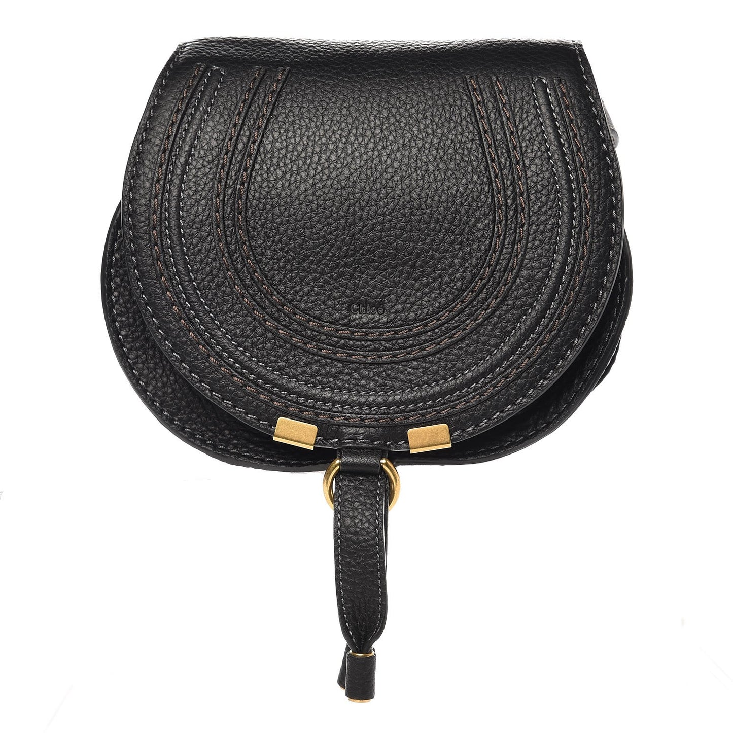 Calfskin Mini Marcie Round Crossbody Bag Black