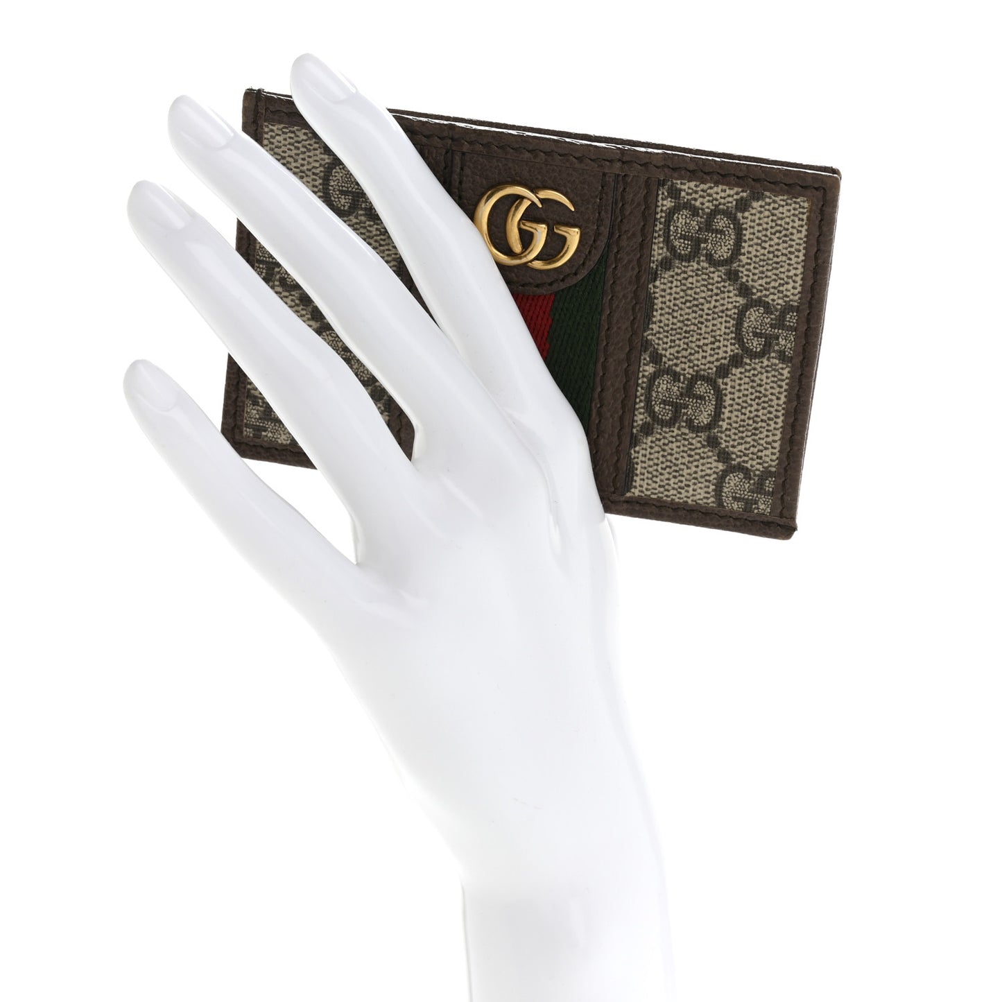 GG Supreme Monogram Ophidia Card Holder Brown