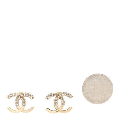 Chanel Metal Crystal Bead CC Earrings Gold 2 of 4