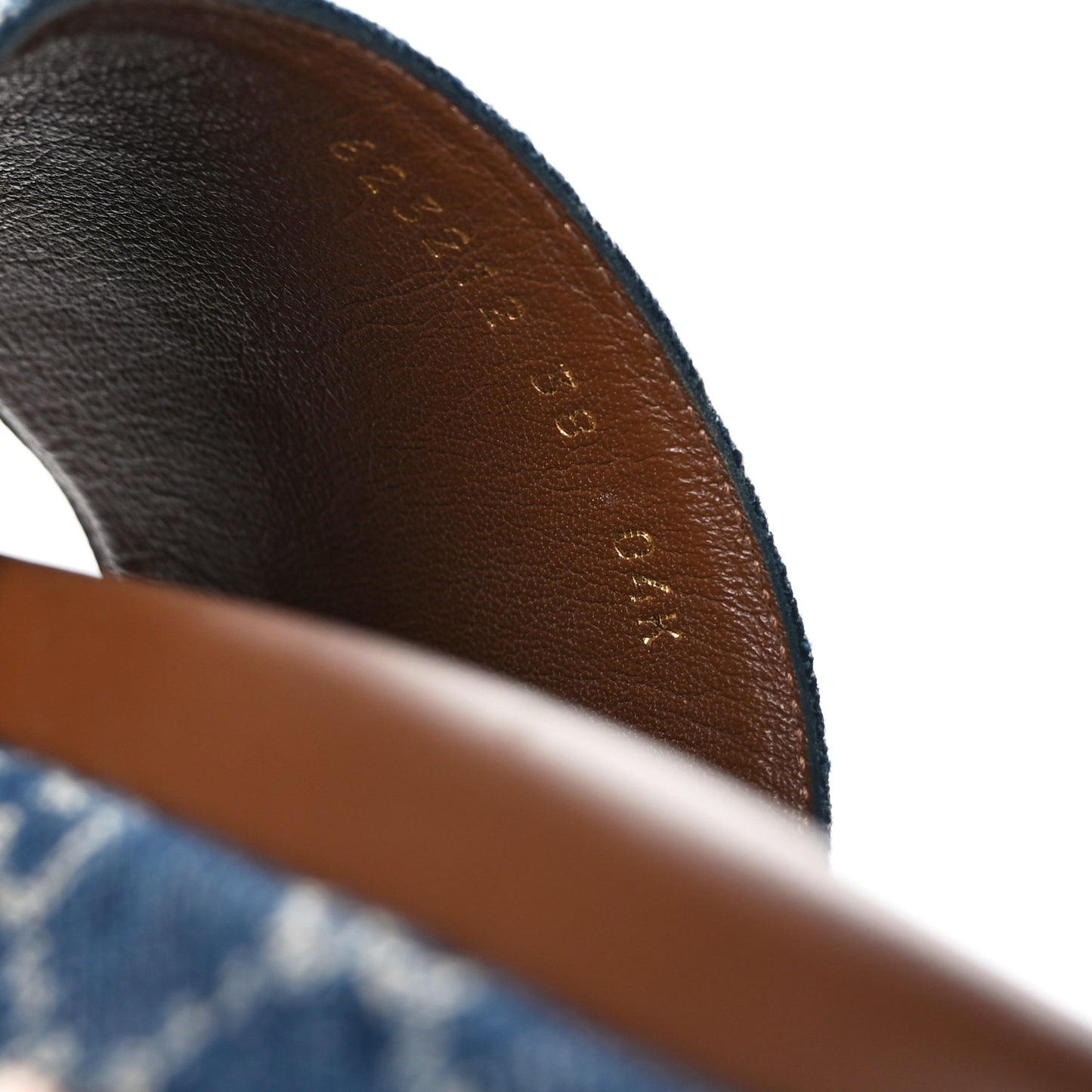 New Denim GG Monogram Angelina Platform 55mm Slide Sandals 38 Blue Tea
