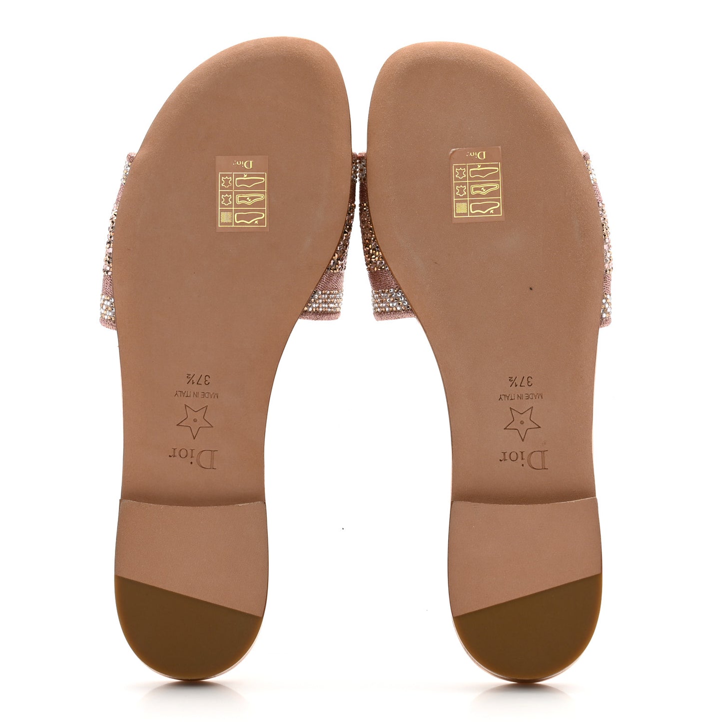 Cotton Laminated Calfskin Strass Embroidered Dway Slide Sandals 37.5 Rose Des Vents