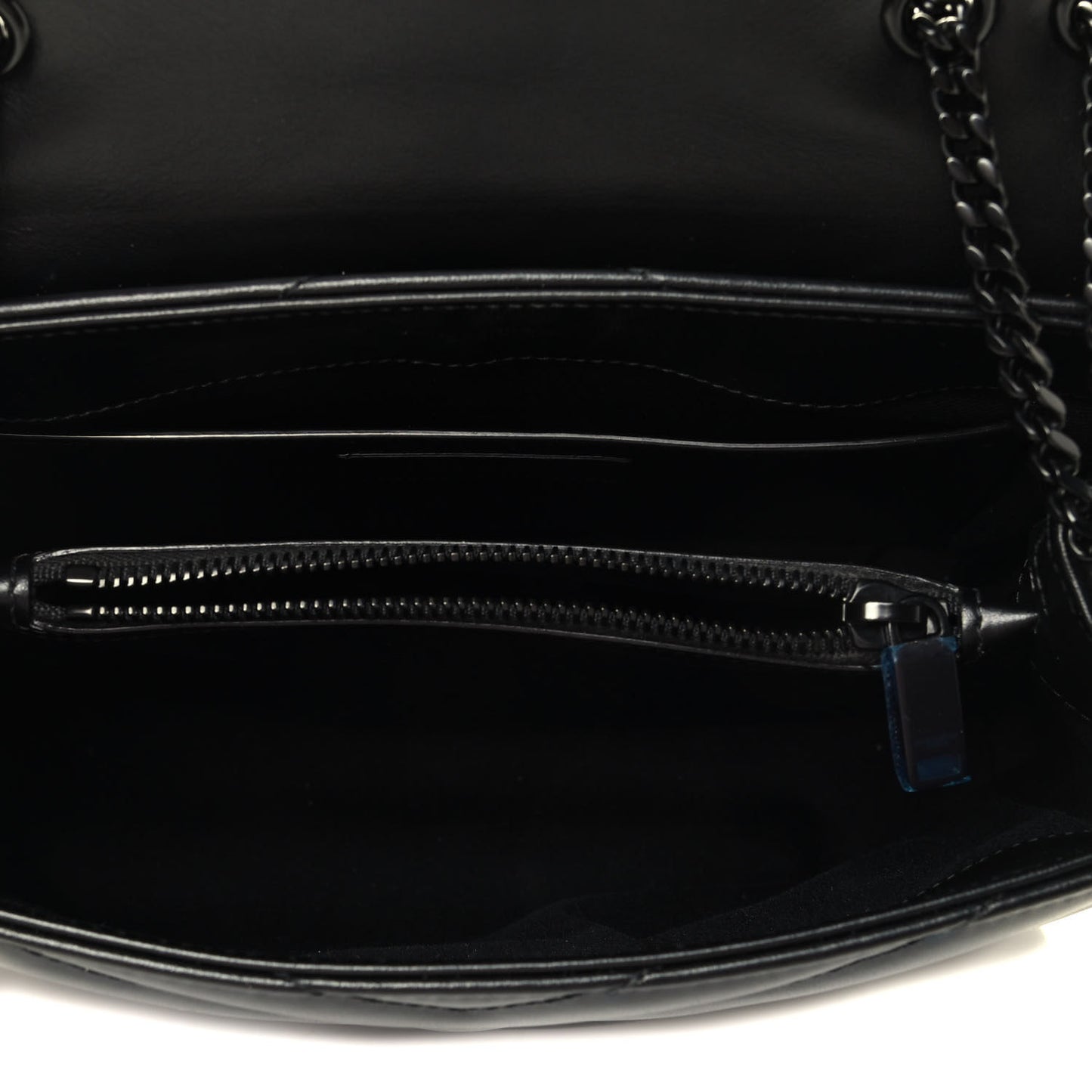 Calfskin Y Quilted Monogram Small Loulou Chain Satchel Black
