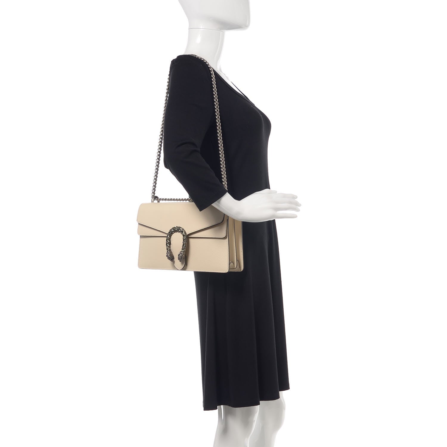Gucci Textured Calfskin Crystal Small Dionysus Shoulder Bag Mystic White 2 of 10