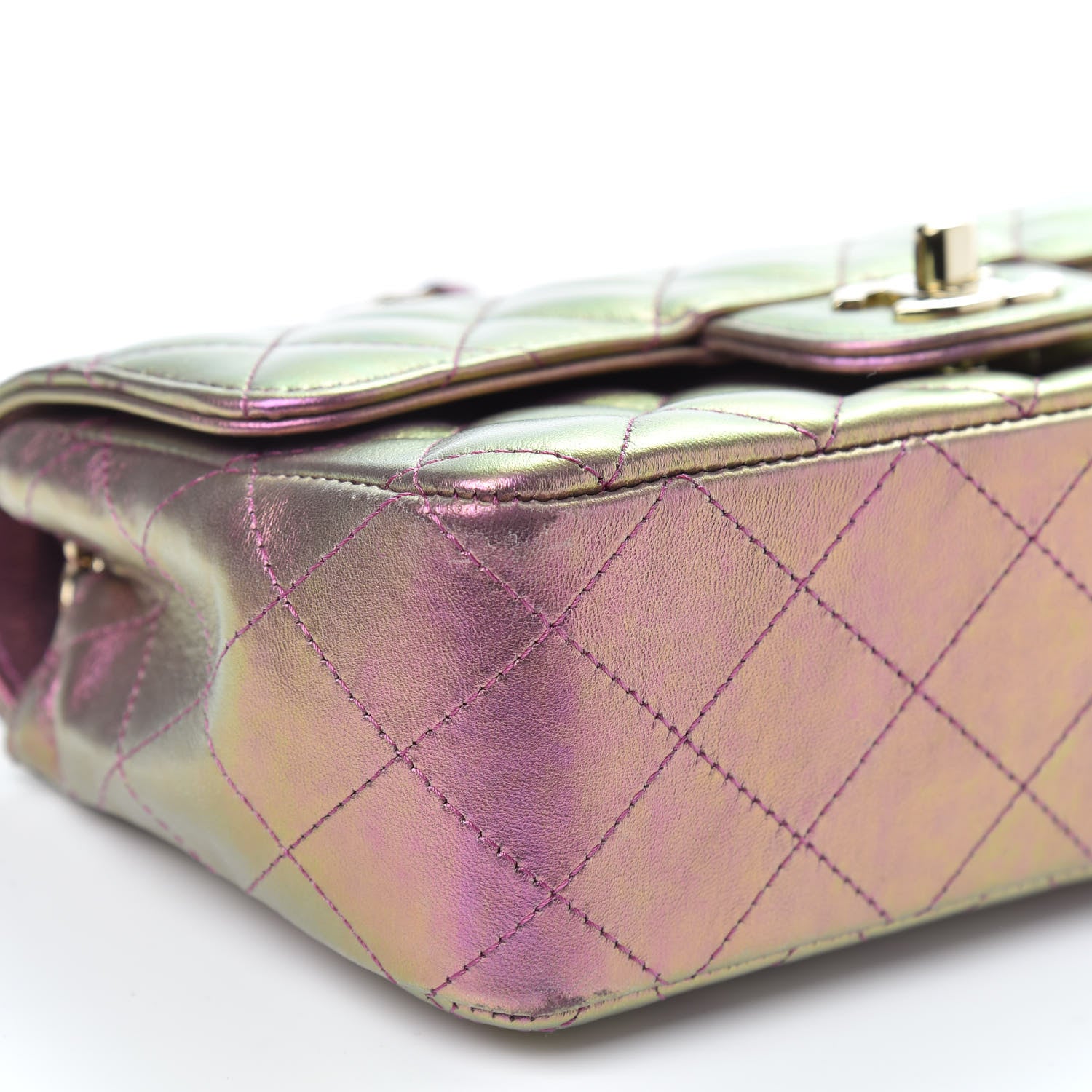 Chanel Iridescent Lambskin Quilted Mini Rectangular Flap Purple 8 of 14