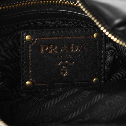 Prada Soft Calf Pleated Hobo Black 6 of 7