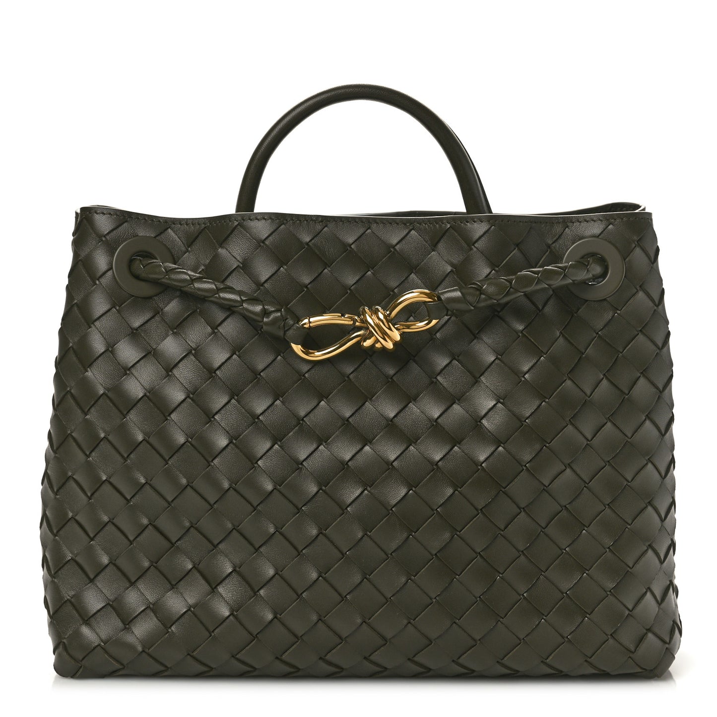 Nappa Intrecciato Medium Andiamo Shoulder Bag Dark Green