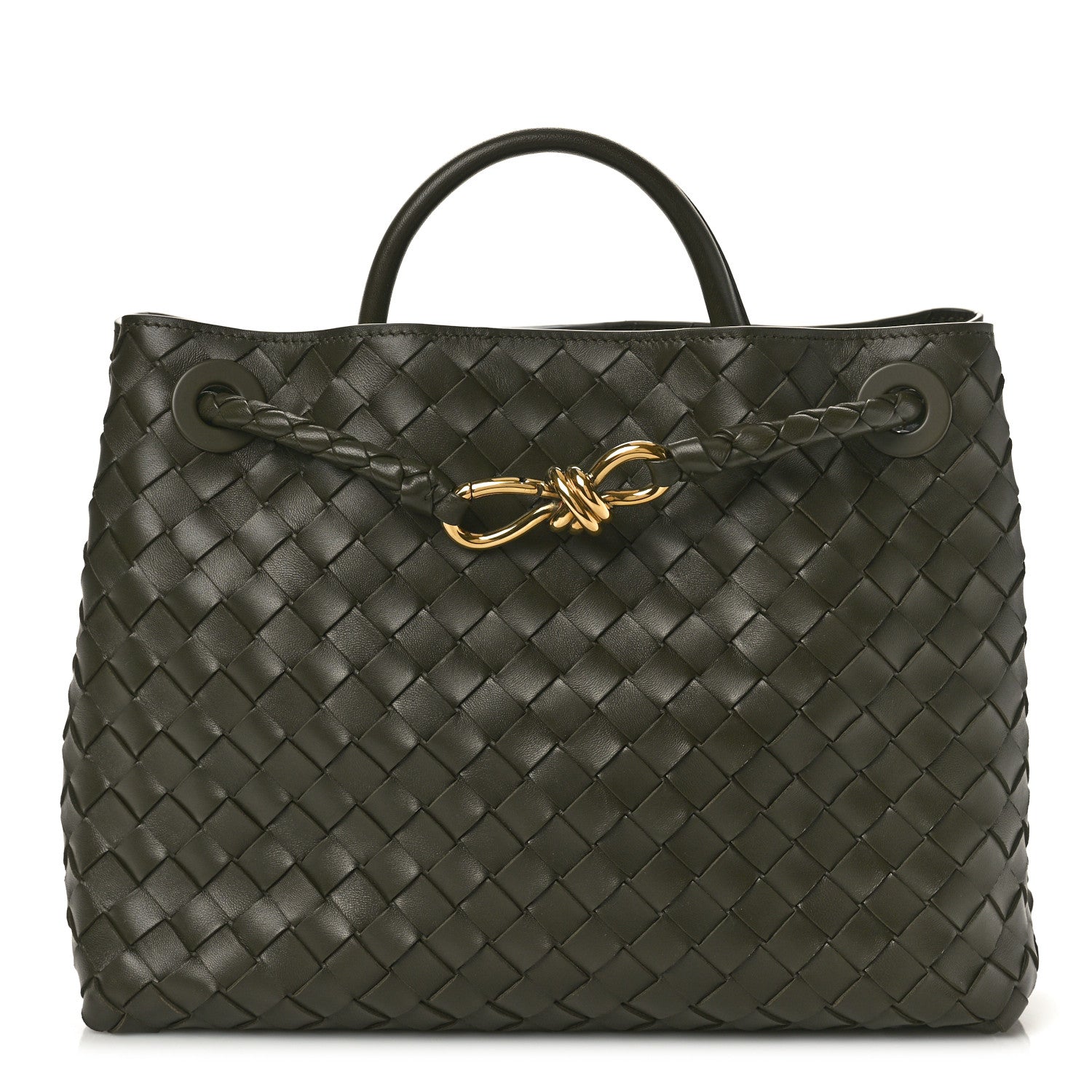 Bottega Veneta Nappa Intrecciato Medium Andiamo Shoulder Bag Dark Green 1 of 9