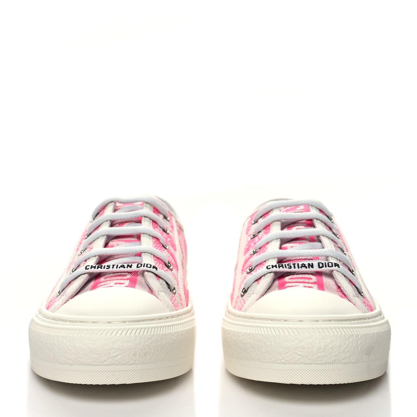 Canvas Fluo Toile De Jouy Embroidered Womens Walk'N'Dior Low Top Sneakers 38 White Fuchsia