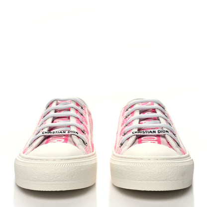 Christian Dior Canvas Fluo Toile De Jouy Embroidered Womens Walk'N'Dior Low Top Sneakers 38 White Fuchsia 2 of 8