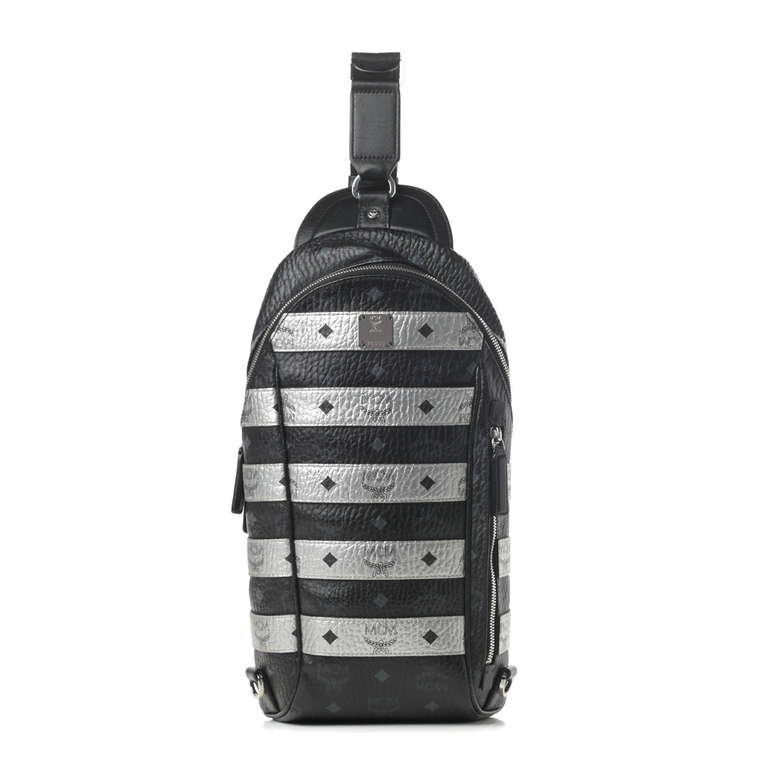 MCM Visetos Spot Medium Sling Bag Black Silver 1 of 12