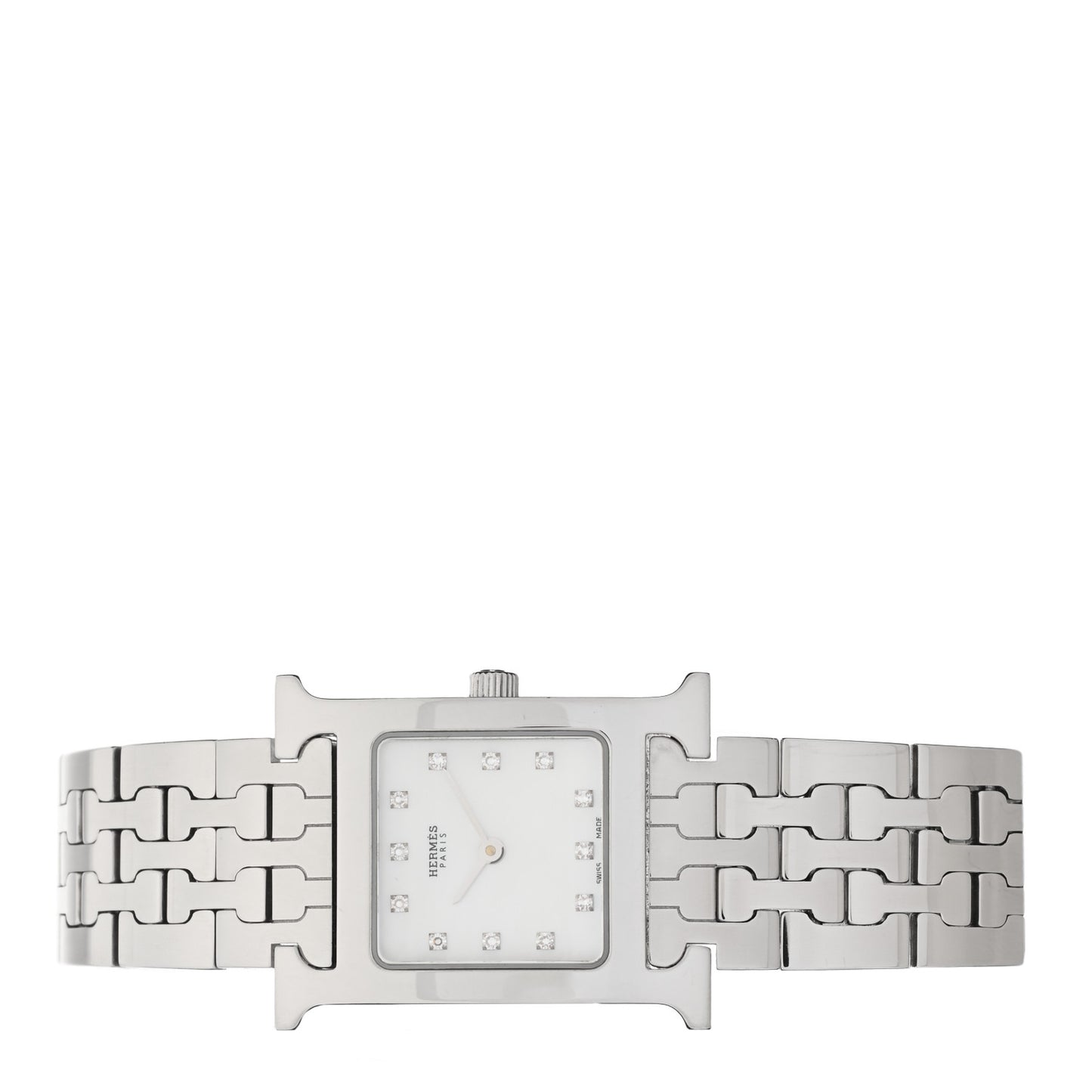 Stainless Steel Diamond Mother of Pearl 21mm Heure H Hour Quartz Watch