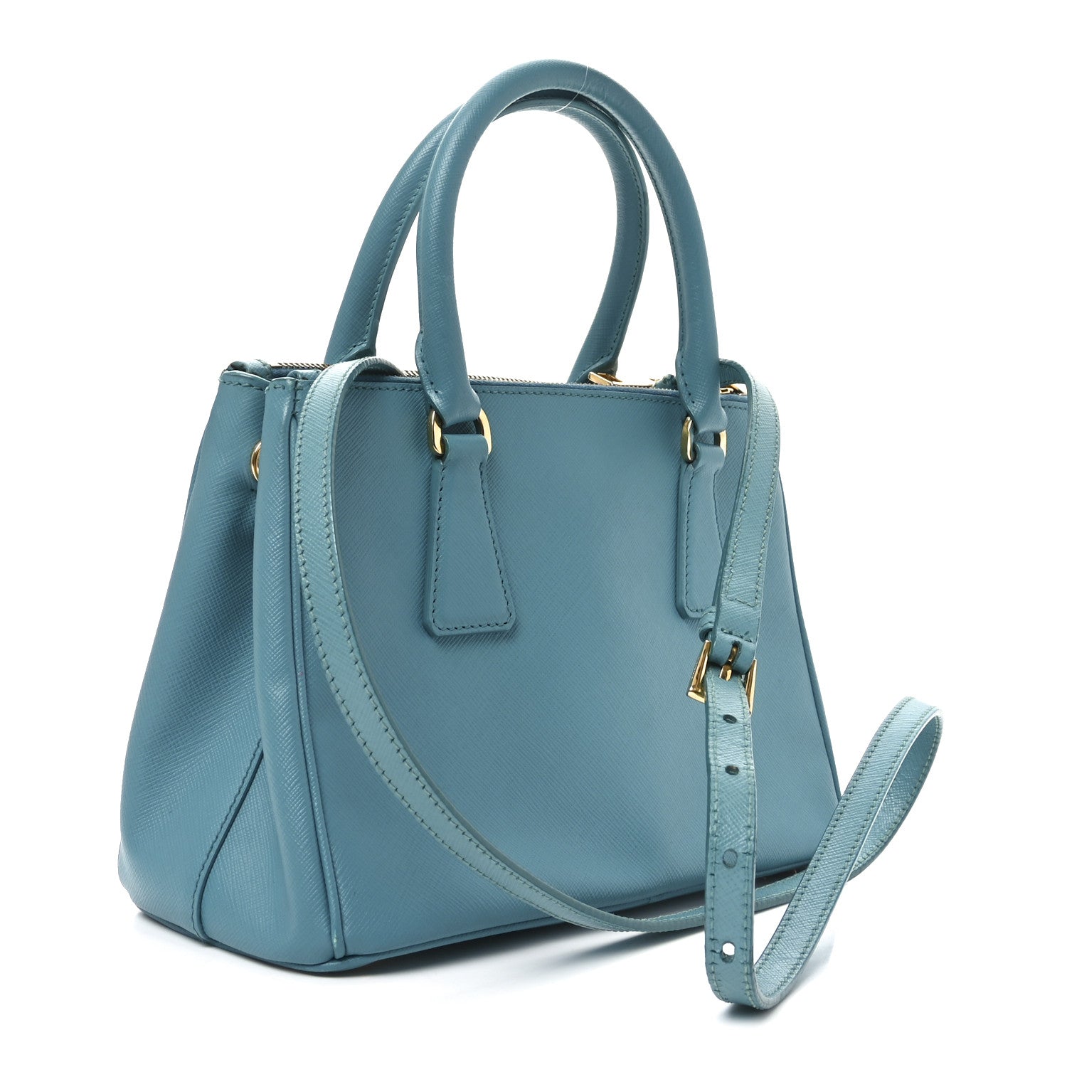 Prada Saffiano Lux Mini Galleria Double Zip Tote Turchese 3 of 9
