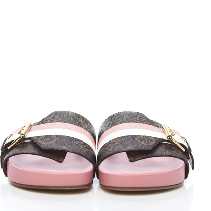 Louis Vuitton Patent Monogram Bom Dia Flat Mule 37 Rose White 2 of 8